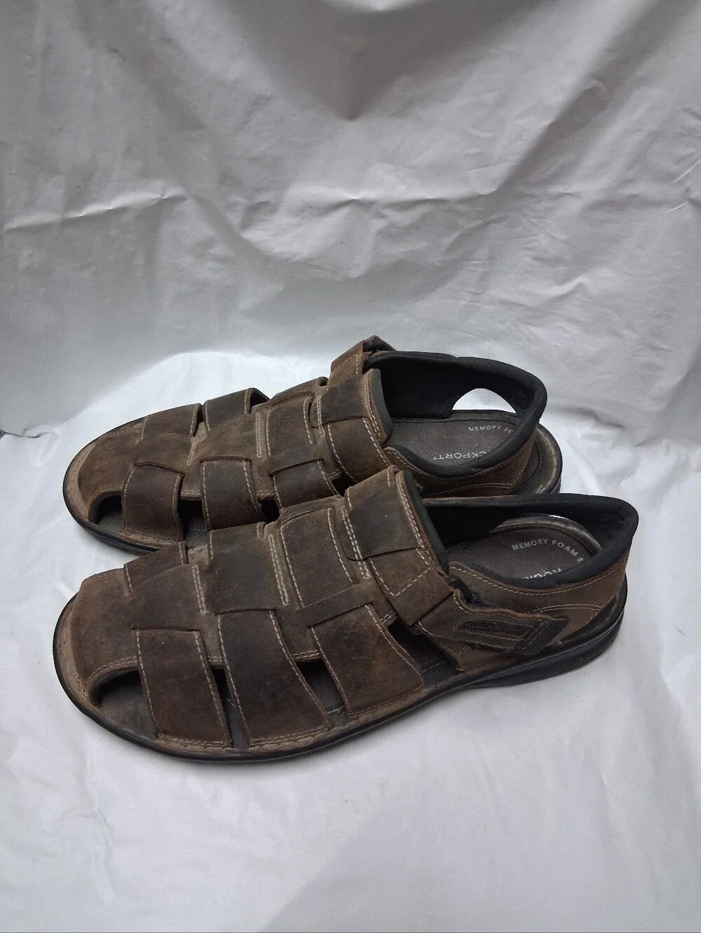Rockport Brown Leather Fisherman-Style Men's Sandals Size 12 Preowned